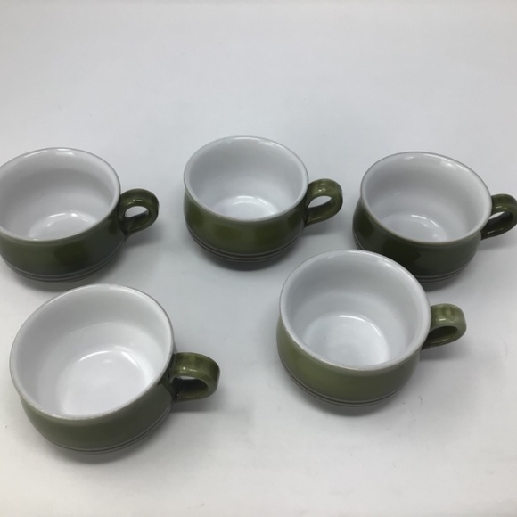 Denby Painter’s Pallet Green (retired) Stoneware coffee/tea mugs x5 - Picture 7 of 9